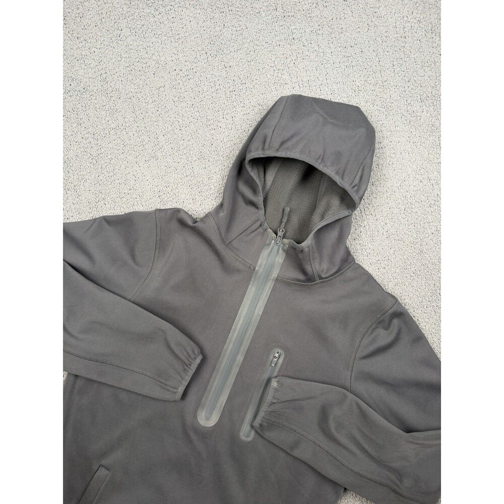 Burlebo Duke Tech Hoodie Mens S Gray 1/4 zip Water Repellent Fleece Lined